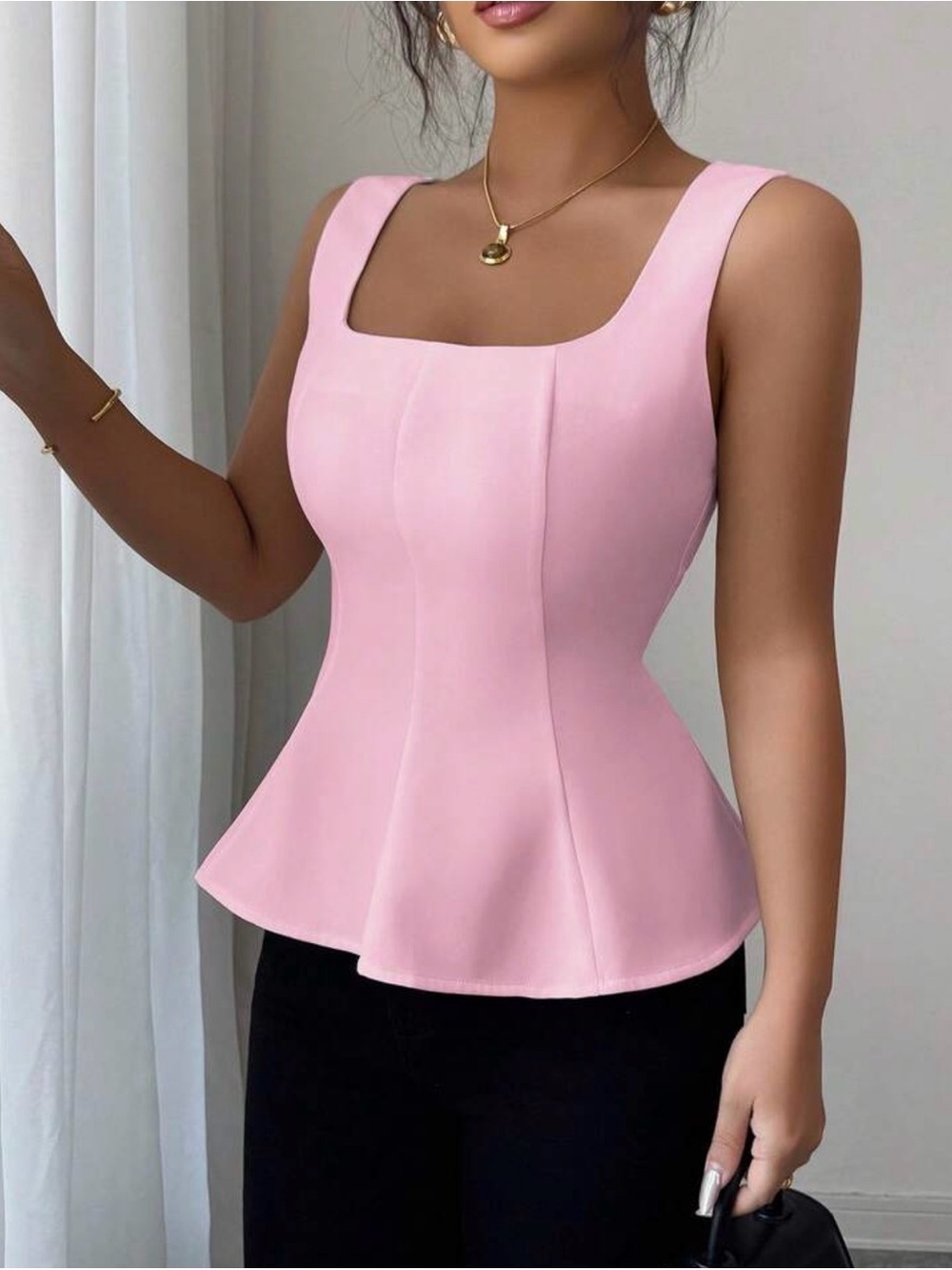Pink Peplum Blouse | Elegant Feminine Structured Top